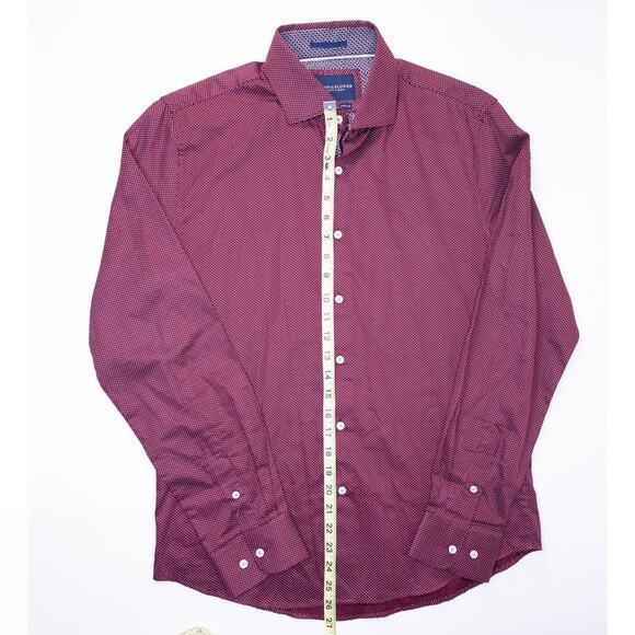 Denim & Flower by Ricky Singh Red with White Poka Dots Shirt in Medium - Picture 9 of 10